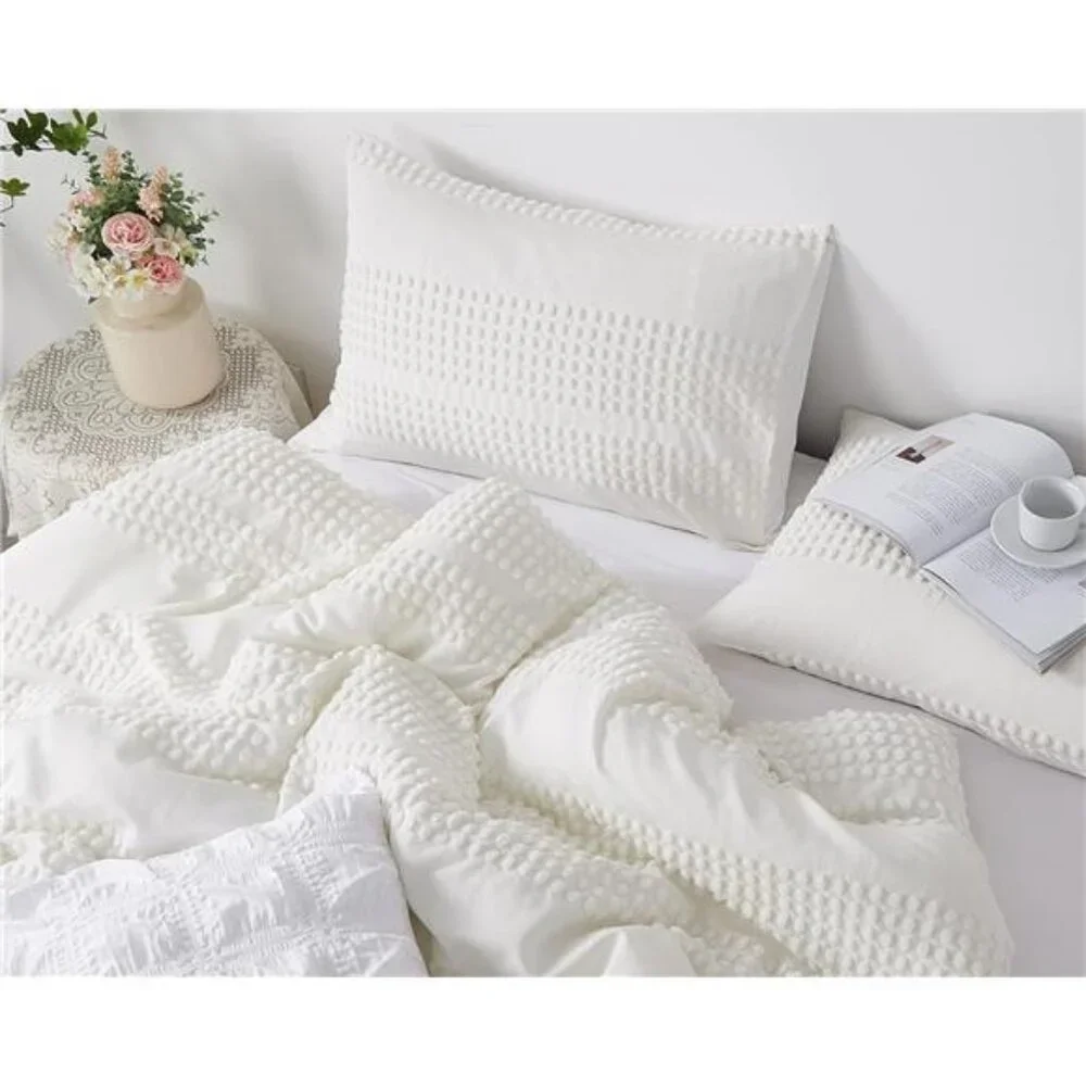 King Size Comforter Set;White Comforter Boho Tufted Lightweight Bedding Sets